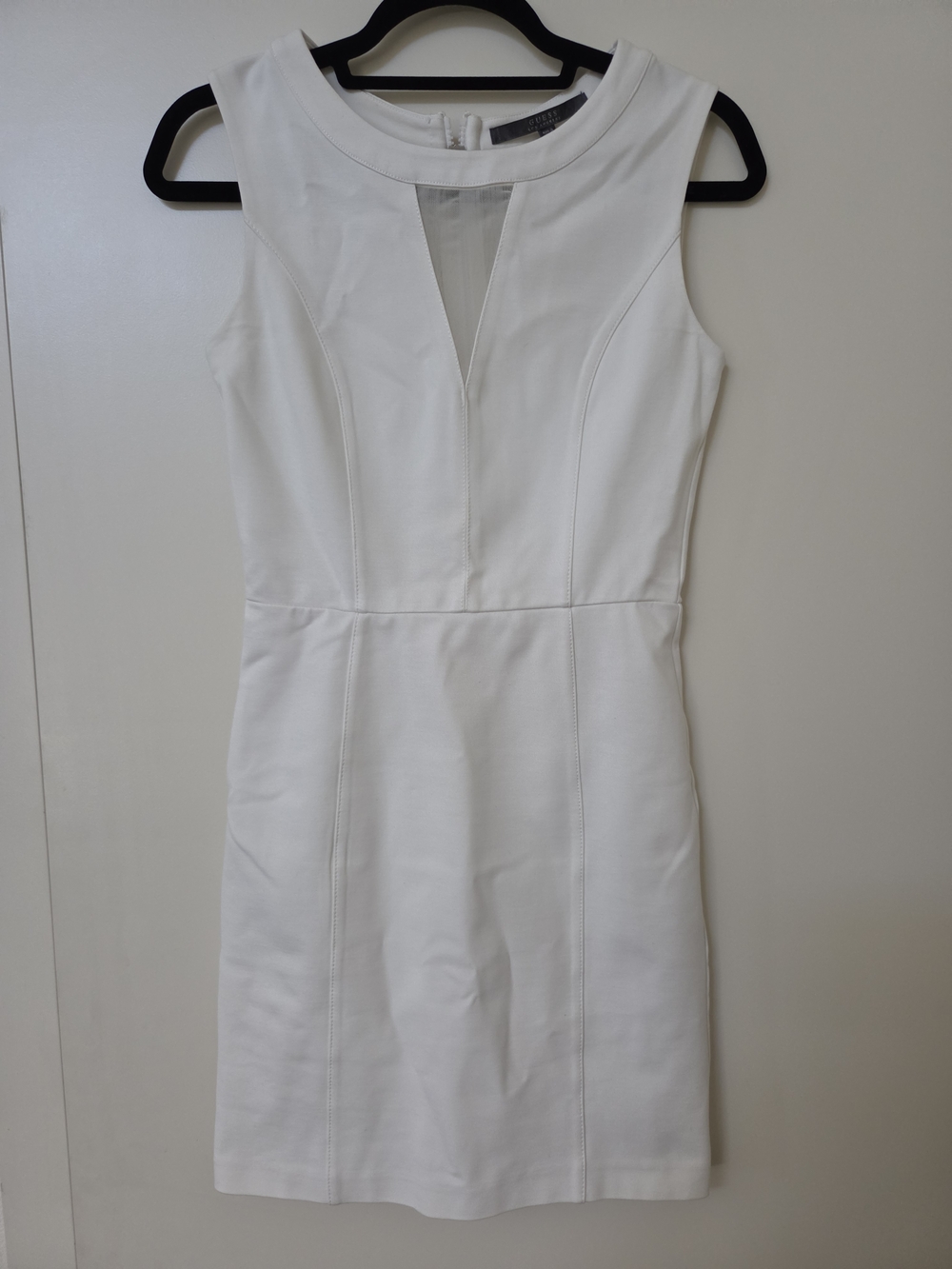 Guess White Sleeveless Mini Dress with V-Keyhole Women's Small